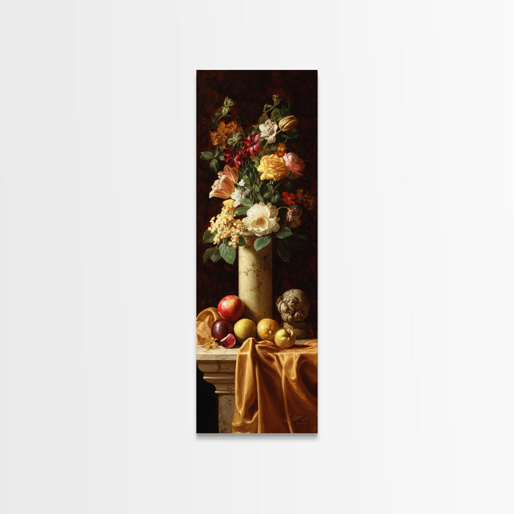 Formal Floral Still Life Canvas Print, Traditional Art, Gallery Decor, Living Room Decor, Fine Art, Classic, Wall Art, TRA-1x3-14