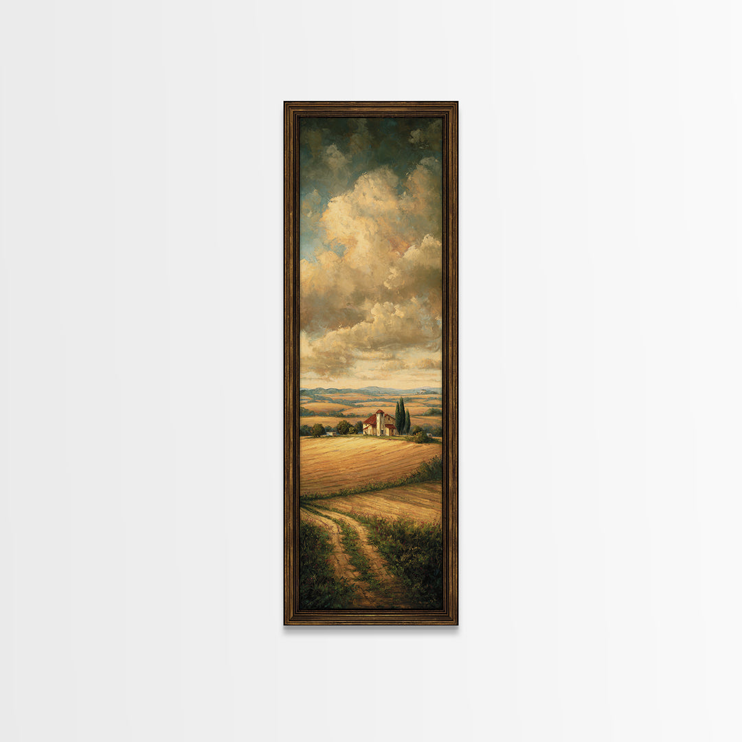 Barn and Farmland Canvas Print, Traditional Art, Boho, Living Room Decor, Fine Art, Classic, Indian Wall Art, Japanese Decor, TRA-1x3-35