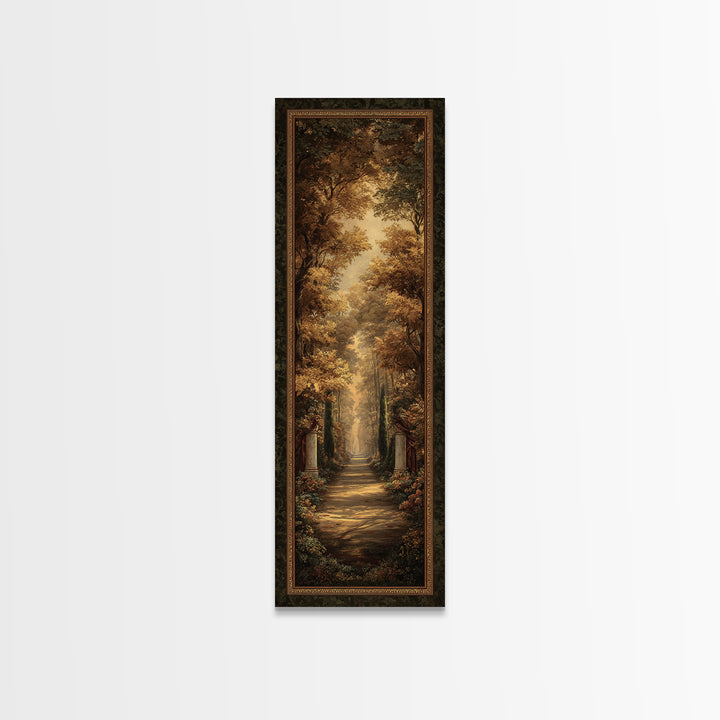 Autumn Forest Road Framed Canvas Print, Traditional Art, Minimalist Decor, Living Room Decor, Oil Painting, Classic, Boho, TRA-1x3-4