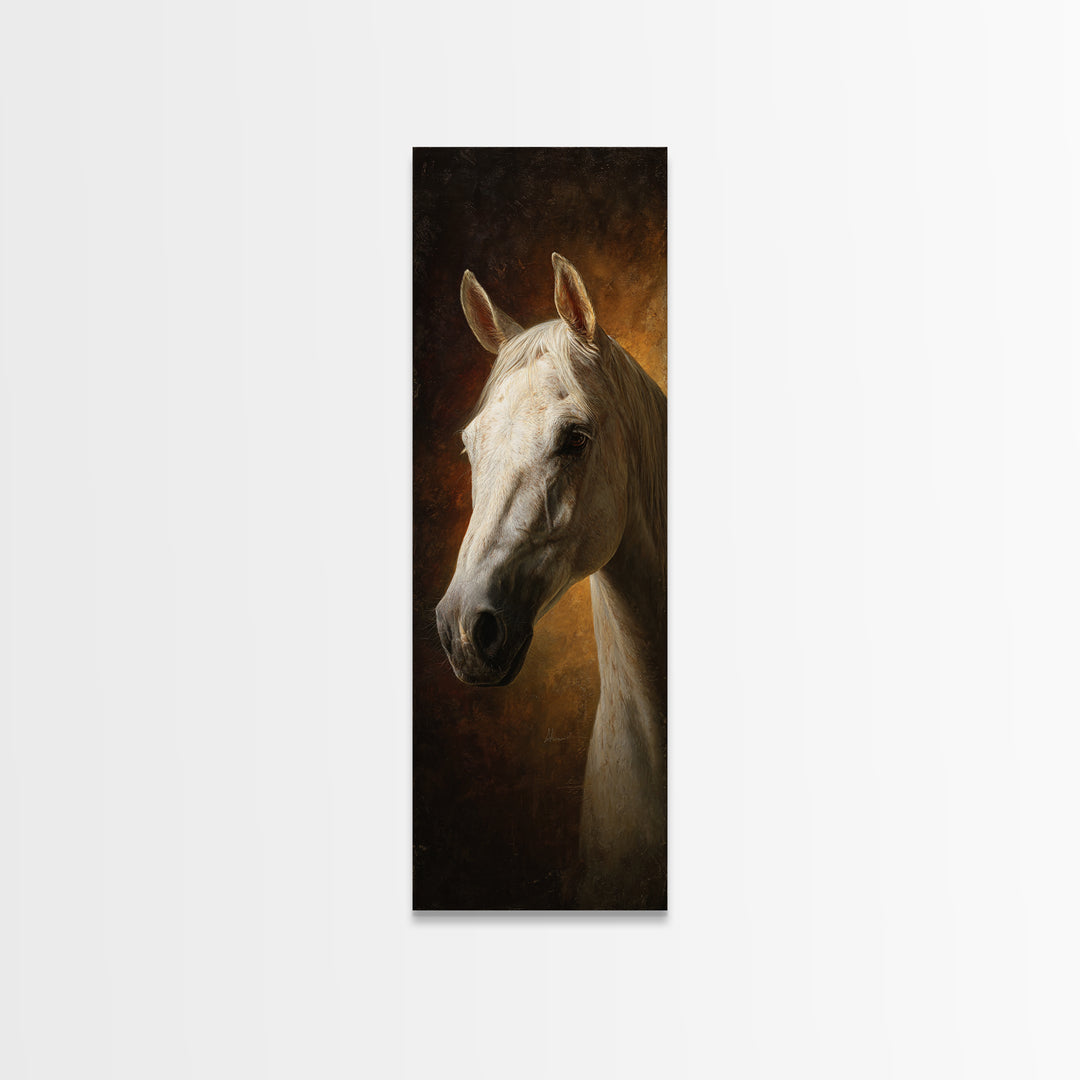 Realistic Horse Portrait Canvas Print, Traditional Art, Dark Art, Living Room Decor, Oil Painting, Classic, Minimalist Decor, TRA-1x3-63