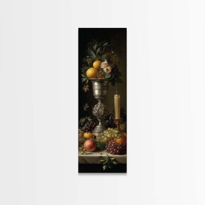 Dutch Fruit and Silver Goblet Still Life Framed Canvas Print, Traditional Art, Japanese Art, Living Room Decor, Classic, TRA-1x3-64