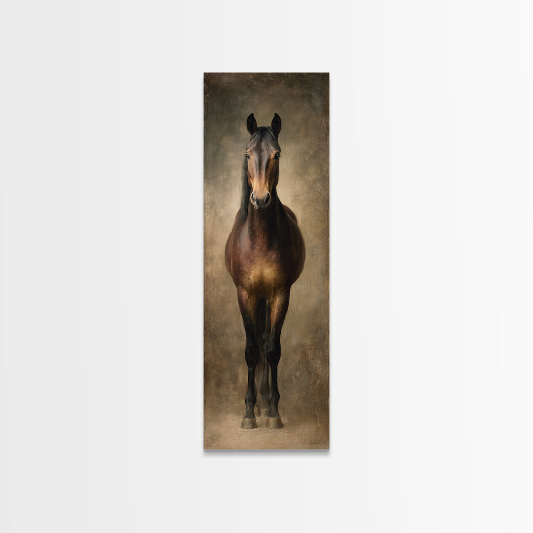 Realistic Horse Portrait Framed Canvas Print, Traditional Art, Statement Artwork, Living Room Decor, Fine Art, Classic, TRA-1x3-87