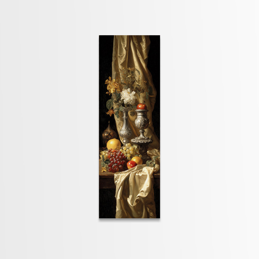 Dutch Fruit and Silver Goblet Still Life Canvas Print, Traditional Art, Japanese Decor, Living Room Decor, Fine Art, Classic, TRA-1x3-88