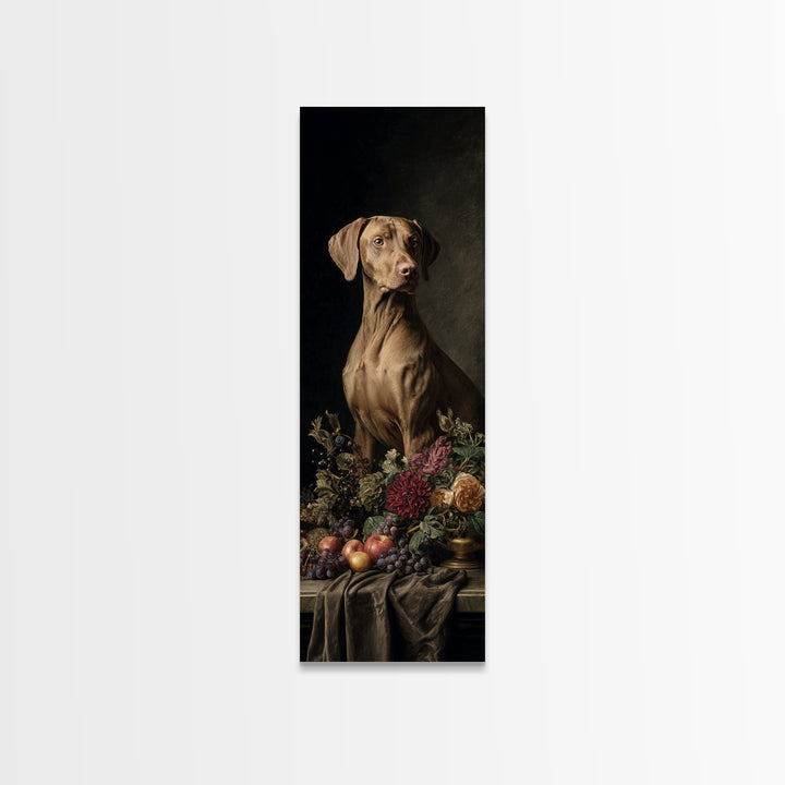 Hunting Dog Portrait Framed Canvas Print, Traditional Art, Landscape, Living Room Decor, Fine Art, Classic, Textured Painting, TRA-1x3-96
