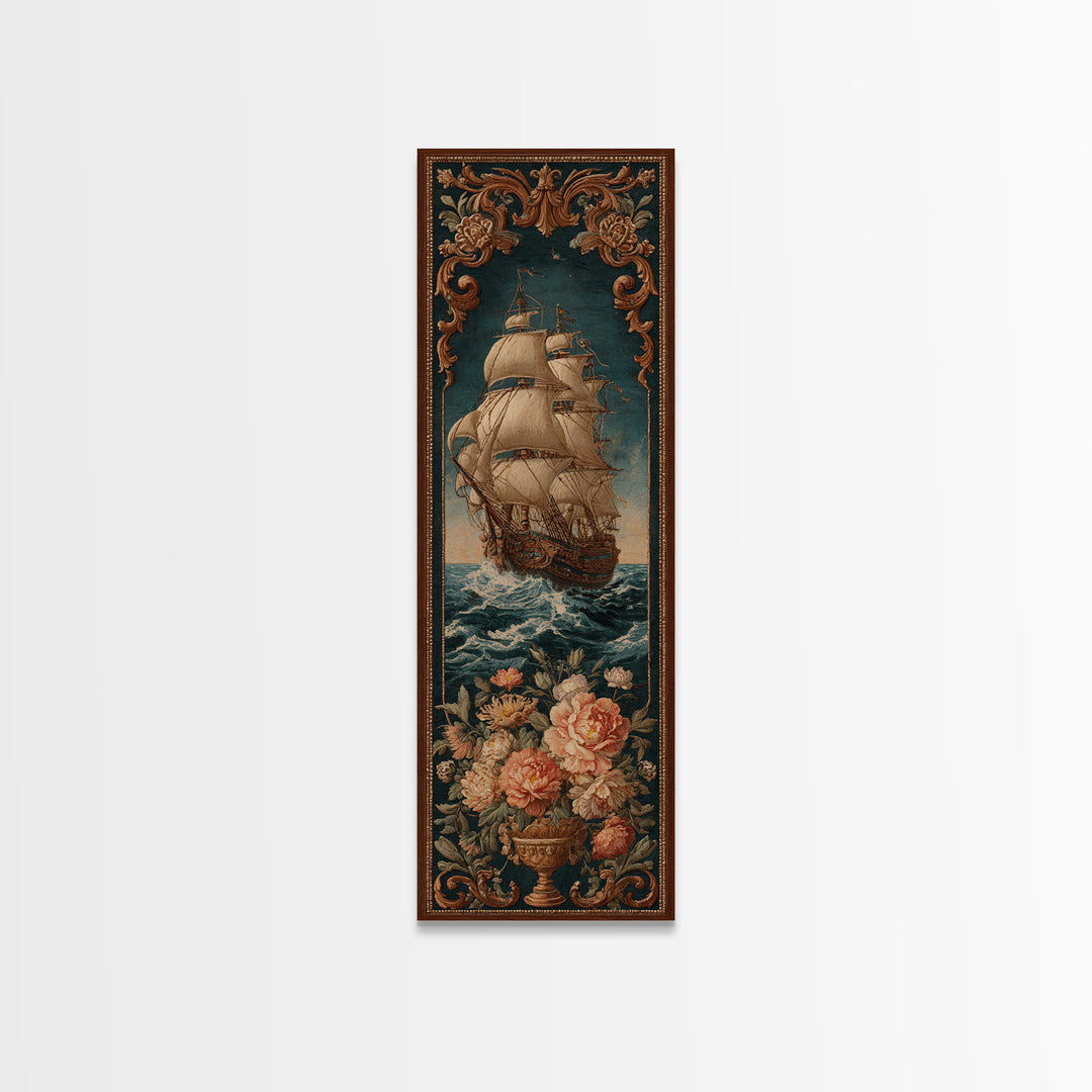 Ship at Sea Canvas Print, Traditional Art, Textured Painting, Living Room Decor, Fine Art, Classic, Art Commission, Boho, TRA-1x3-98