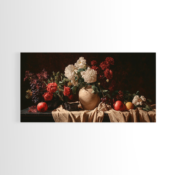 Formal Floral Still Life Canvas Print, Traditional Art, Textured Painting, Living Room Decor, Fine Art, Classic, Art Commission, TRA-2x1-22
