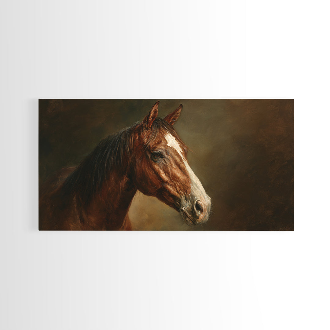 Realistic Horse Portrait Framed Canvas Print, Traditional Art, Canvas, Living Room Decor, Fine Art, Classic, Furry Art, TRA-2x1-23