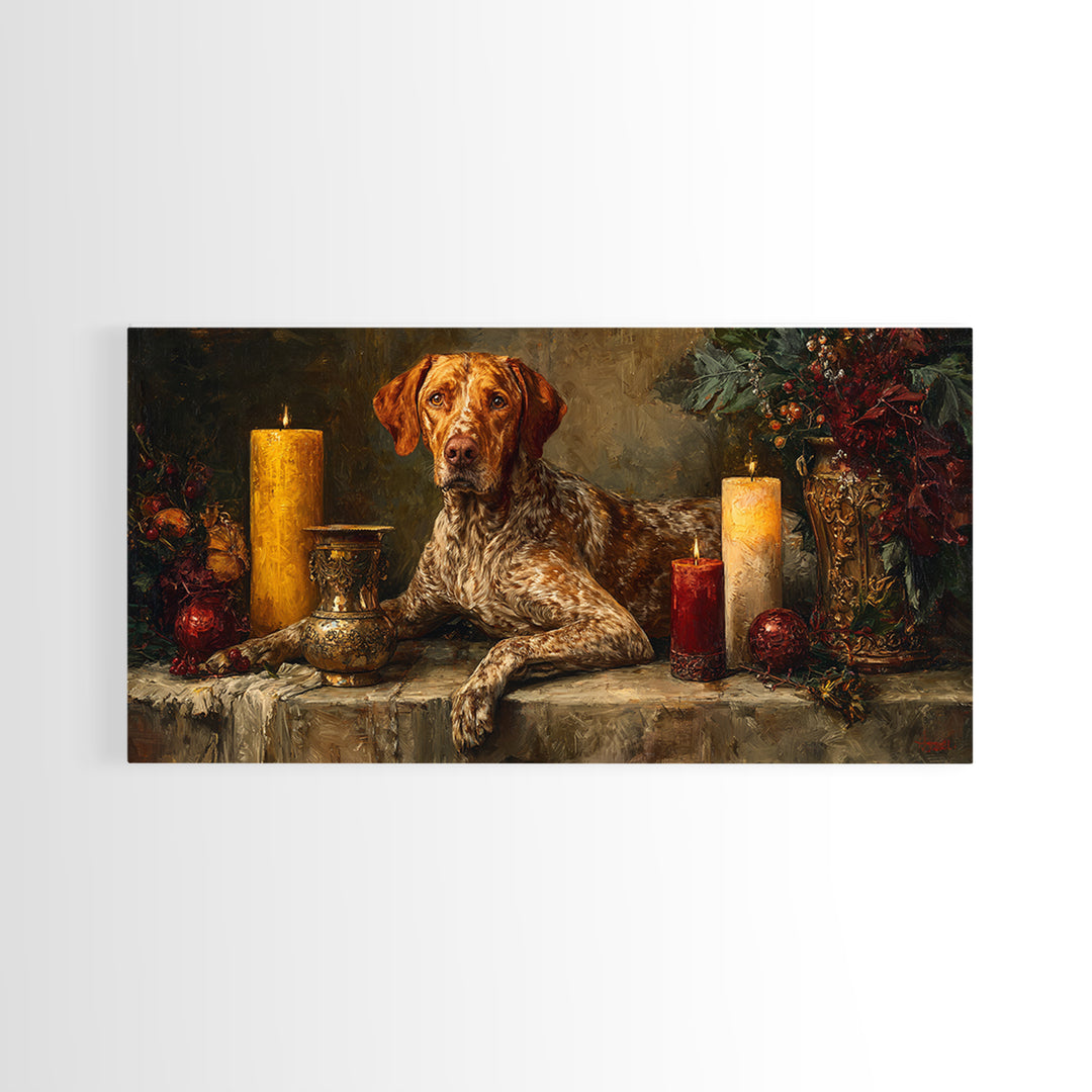 Hunting Dog Portrait Canvas Print, Traditional Art, Wall Art, Living Room Decor, Oil Painting, Classic, Artwork, Original Art, TRA-2x1-32