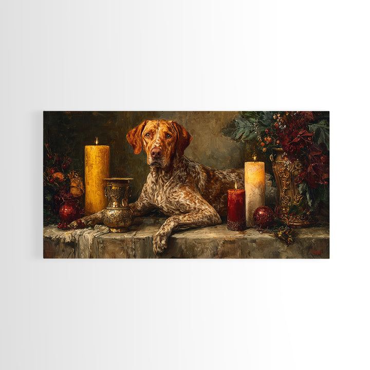 Hunting Dog Portrait Canvas Print, Traditional Art, Wall Art, Living Room Decor, Oil Painting, Classic, Artwork, Original Art, TRA-2x1-32