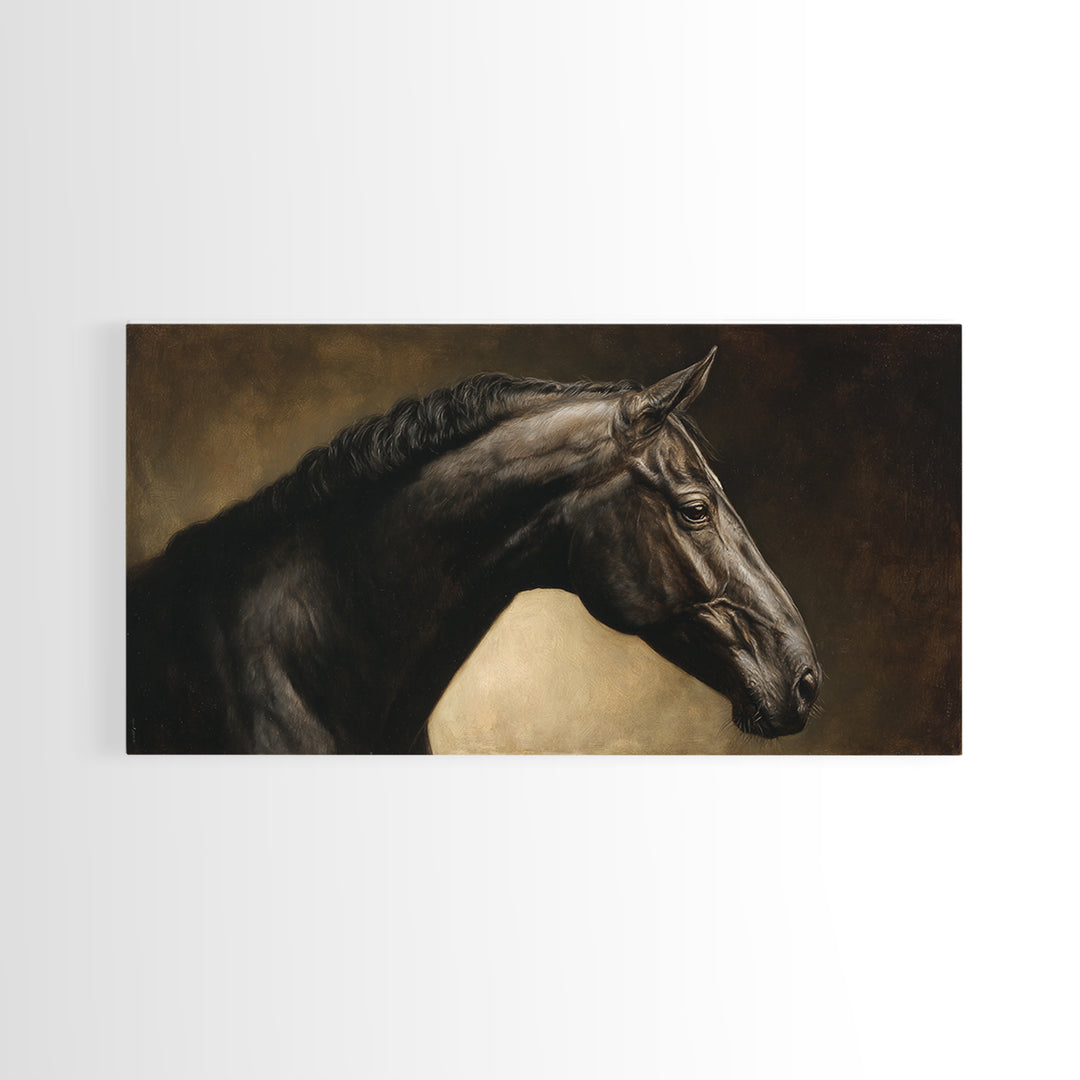 Realistic Horse Portrait Canvas Print, Traditional Art, Digital Print, Living Room Decor, Oil Painting, Classic, Indian Art, TRA-2x1-47
