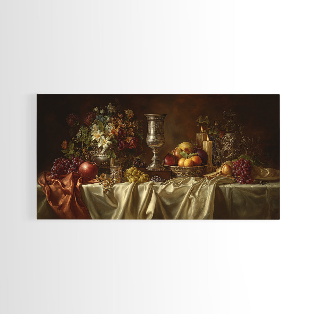 Dutch Fruit and Silver Goblet Still Life Canvas Print, Traditional Art, Wall Decor, Living Room Decor, Fine Art, Classic, TRA-2x1-48