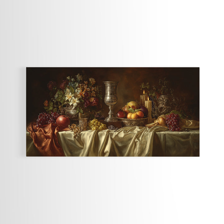 Dutch Fruit and Silver Goblet Still Life Canvas Print, Traditional Art, Wall Decor, Living Room Decor, Fine Art, Classic, TRA-2x1-48
