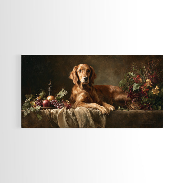 Hunting Dog Portrait Framed Canvas Print, Traditional Art, Decor, Living Room Decor, Fine Art, Classic, Japanese Art, TRA-2x1-56