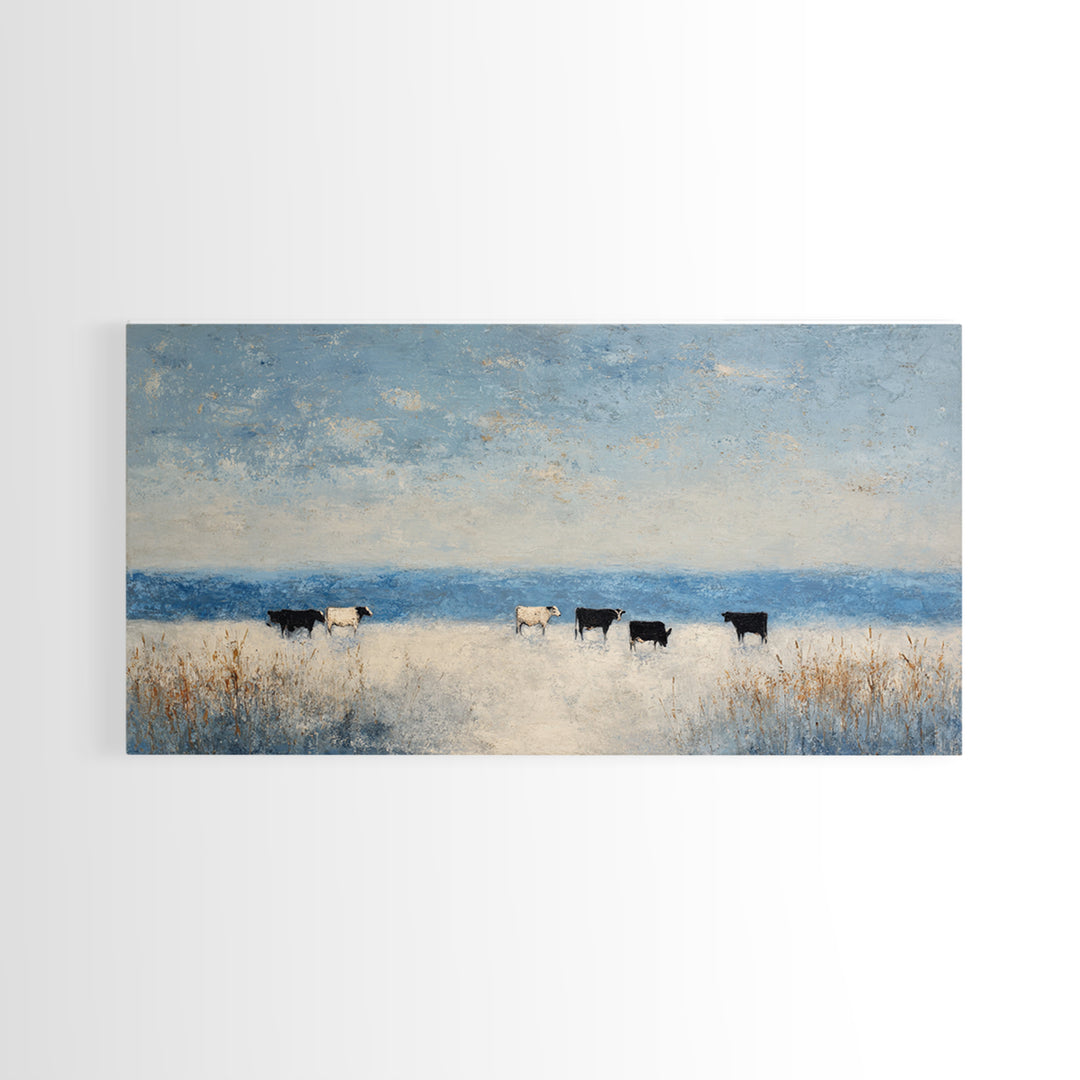 Snowy Village Landscape at Twilight Canvas Print, Traditional Art, Japanese Art, Living Room Decor, Fine Art, Classic, TRA-2x1-63