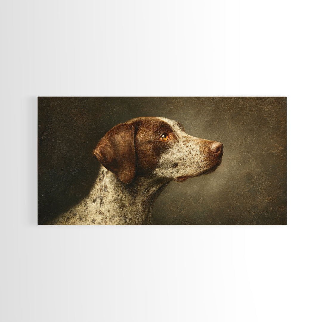 Hunting Dog Portrait Framed Canvas Print, Traditional Art, Art Commissions, Living Room Decor, Classic, Pokemon Poster, TRA-2x1-80