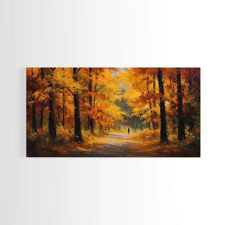 Autumn Forest Road Framed Canvas Print, Traditional Art, Japanese Art, Living Room Decor, Fine Art, Classic, Gallery Decor, TRA-2x1-84