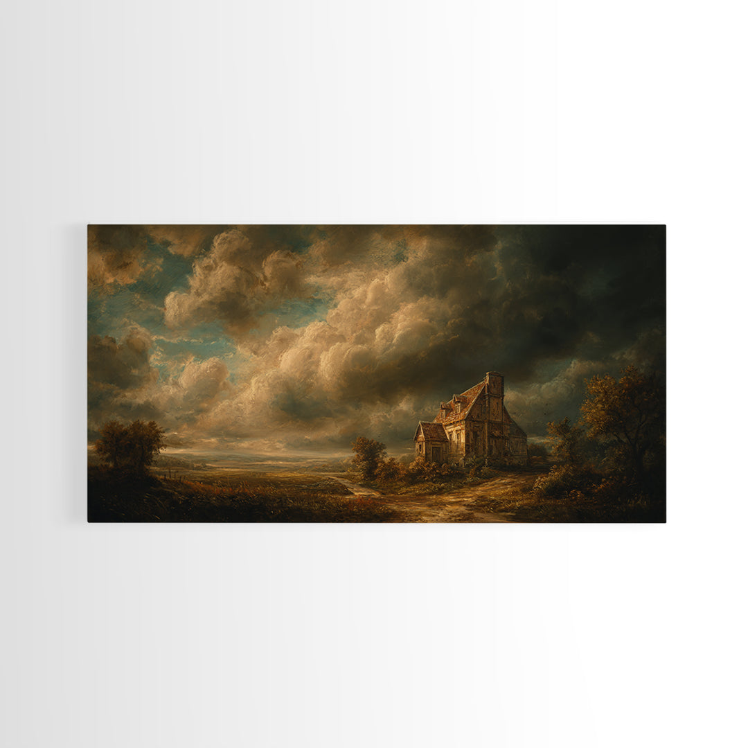 Barn and Farmland Framed Canvas Print, Traditional Art, Boho, Living Room Decor, Classic, Indian Wall Art, Japanese Decor, TRA-2x1-91