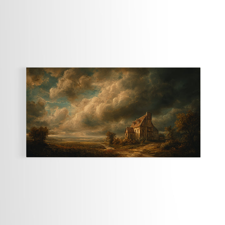 Barn and Farmland Framed Canvas Print, Traditional Art, Boho, Living Room Decor, Classic, Indian Wall Art, Japanese Decor, TRA-2x1-91