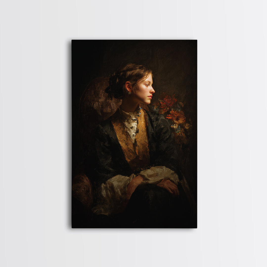 Classical Portrait with Dignified Lighting Canvas Print, Traditional Art, Gallery Decor, Living Room Decor, Fine Art, Classic, TRA-2x3-16