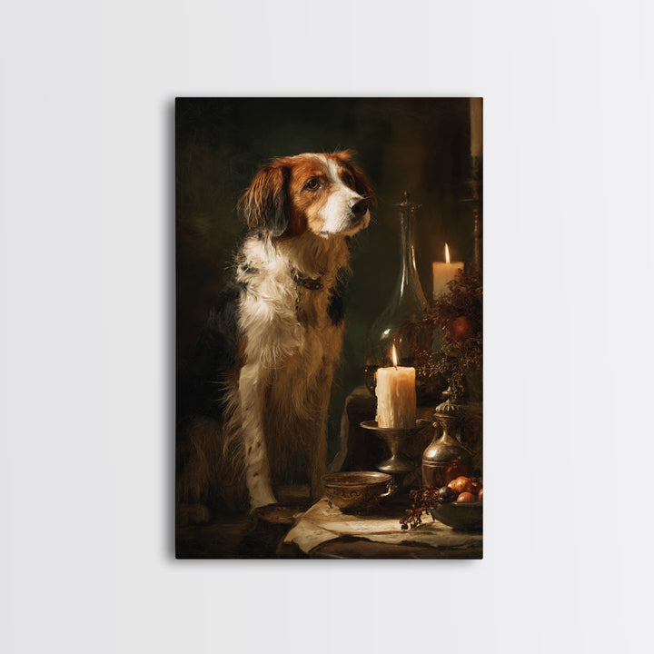Hunting Dog Portrait Framed Canvas Print, Traditional Art, Digital Print, Living Room Decor, Oil Painting, Classic, Indian Art, TRA-2x3-20