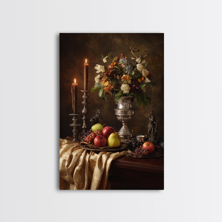 Dutch Fruit and Silver Goblet Still Life Canvas Print, Traditional Art, Pokemon Poster, Living Room Decor, Classic, Art Print, TRA-2x3-36