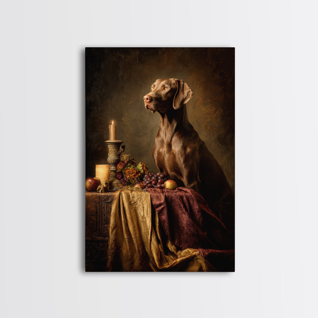 Hunting Dog Portrait Framed Canvas Print, Traditional Art, Luxury Decor, Living Room Decor, Fine Art, Classic, Art Print, TRA-2x3-44
