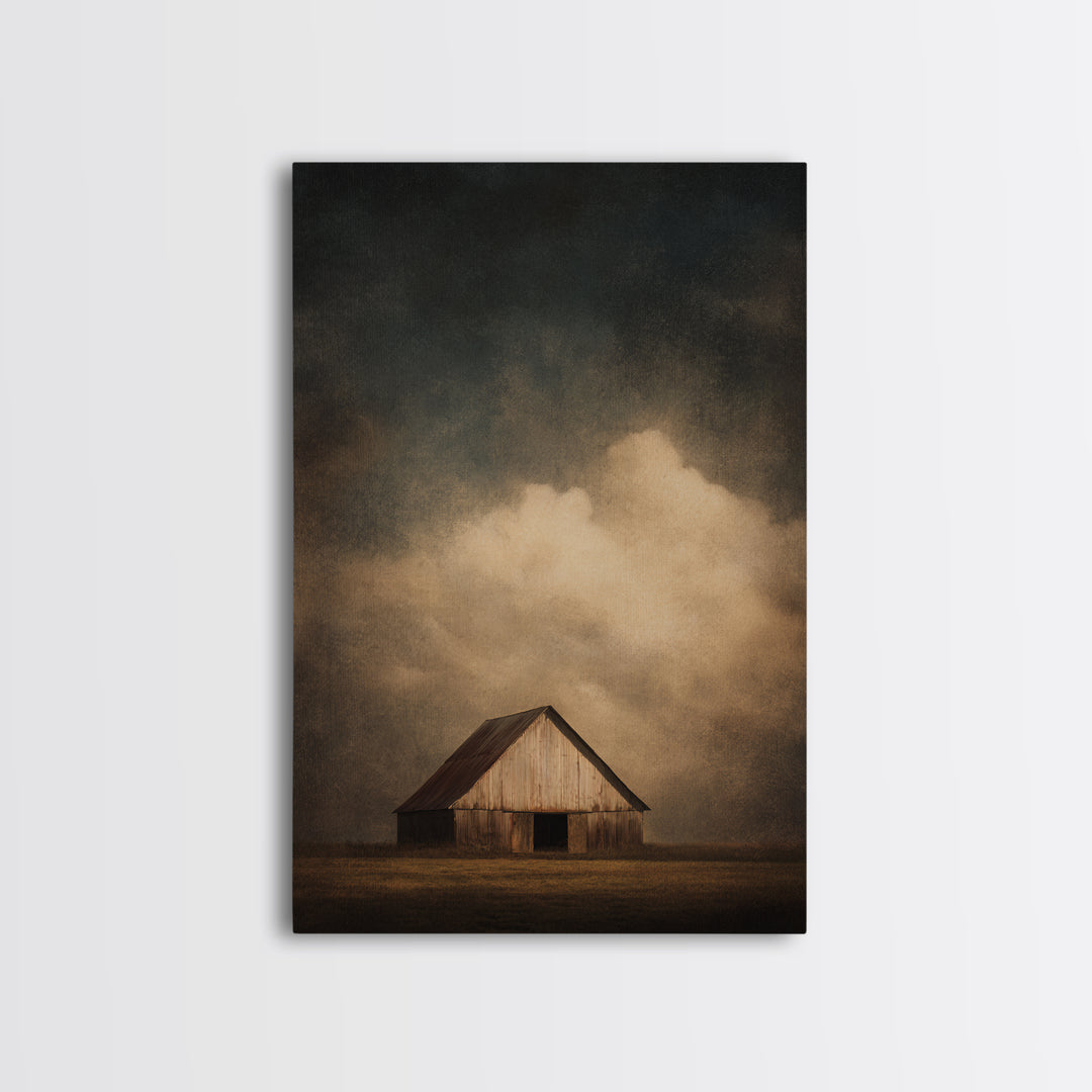 Barn and Farmland Framed Canvas Print, Traditional Art, Digital Art, Living Room Decor, Fine Art, Classic, Custom Art, TRA-2x3-55