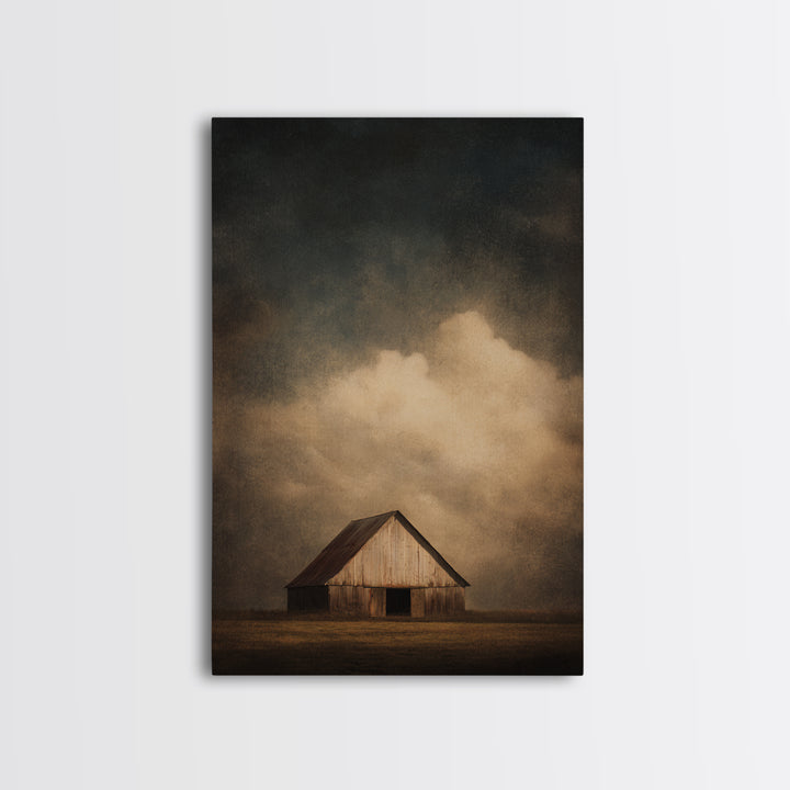 Barn and Farmland Framed Canvas Print, Traditional Art, Digital Art, Living Room Decor, Fine Art, Classic, Custom Art, TRA-2x3-55