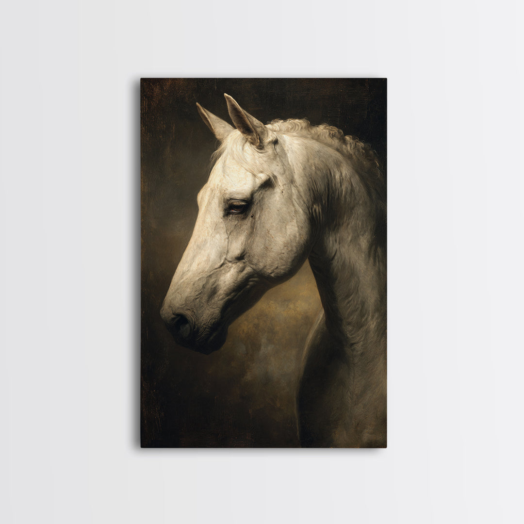 Realistic Horse Portrait Framed Canvas Print, Traditional Art, Digital Print, Living Room Decor, Oil Painting, Classic, TRA-2x3-59