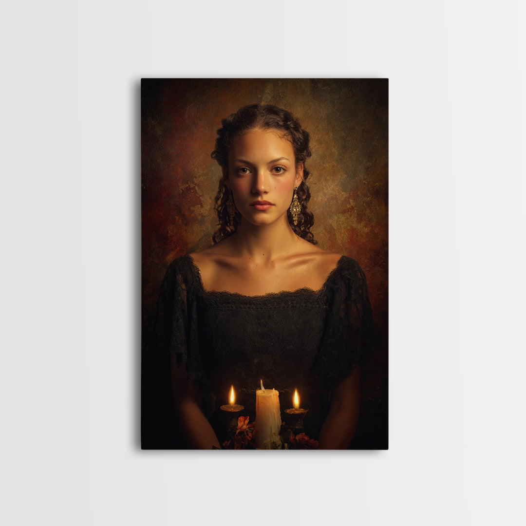 Classical Portrait with Dignified Lighting Framed Canvas Print, Traditional Art, Living Room Decor, Oil Painting, Classic, TRA-2x3-64