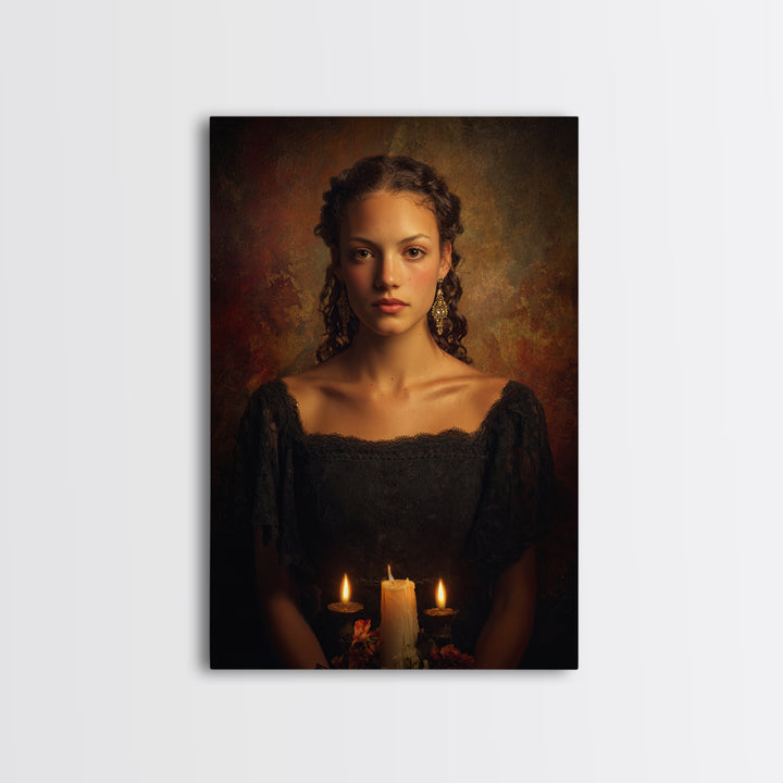 Classical Portrait with Dignified Lighting Framed Canvas Print, Traditional Art, Living Room Decor, Oil Painting, Classic, TRA-2x3-64