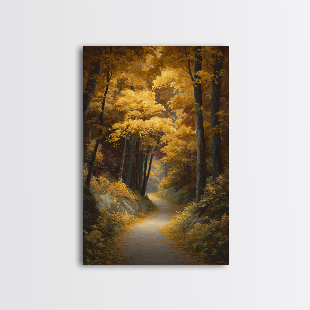 Autumn Forest Road Canvas Print, Traditional Art, Art Print, Living Room Decor, Fine Art, Classic, Custom Art, Furry Art, TRA-2x3-72