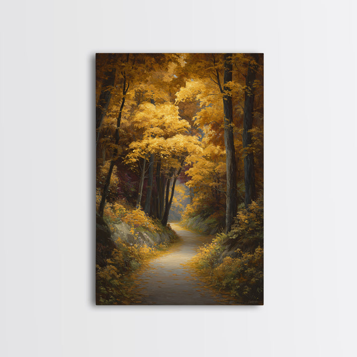 Autumn Forest Road Canvas Print, Traditional Art, Art Print, Living Room Decor, Fine Art, Classic, Custom Art, Furry Art, TRA-2x3-72