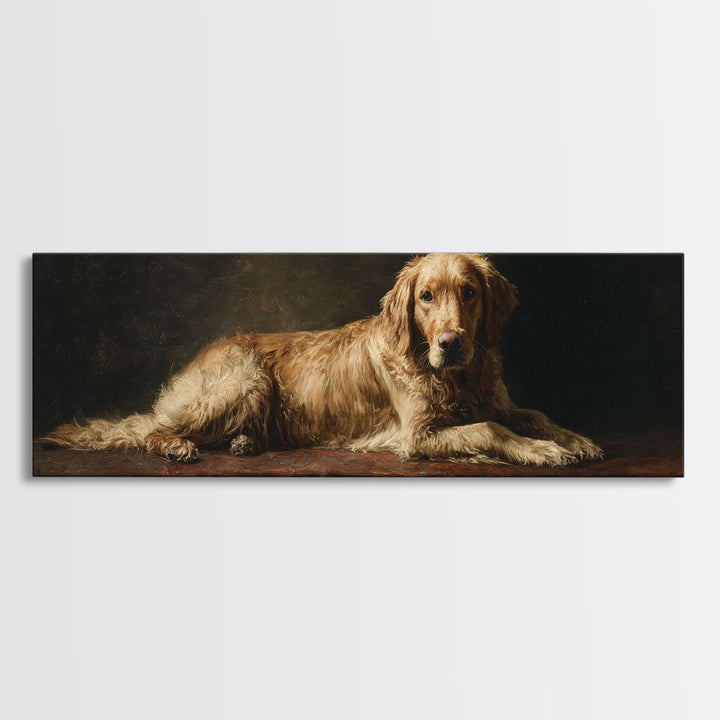 Hunting Dog Portrait Framed Canvas Print, Traditional Art, Dark Art, Living Room Decor, Oil Painting, Classic, Minimalist Decor, TRA-3x1-28