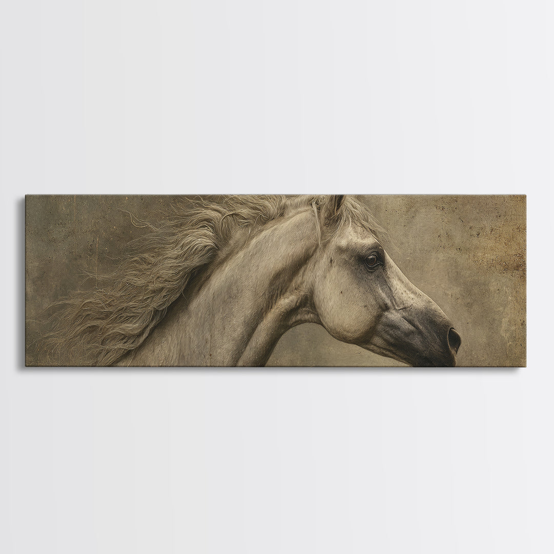 Realistic Horse Portrait Canvas Print, Traditional Art, Decor, Living Room Decor, Fine Art, Classic, Japanese Art, Custom Art, TRA-3x1-43