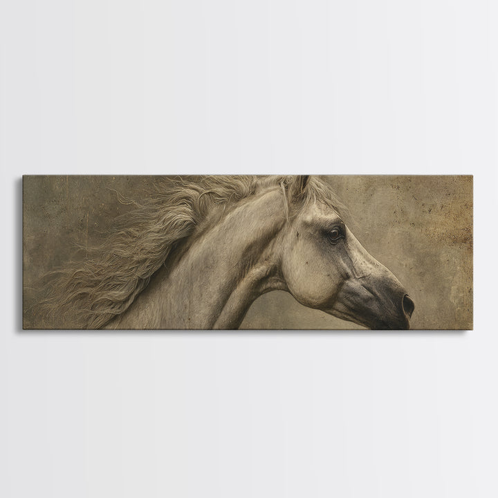 Realistic Horse Portrait Canvas Print, Traditional Art, Decor, Living Room Decor, Fine Art, Classic, Japanese Art, Custom Art, TRA-3x1-43