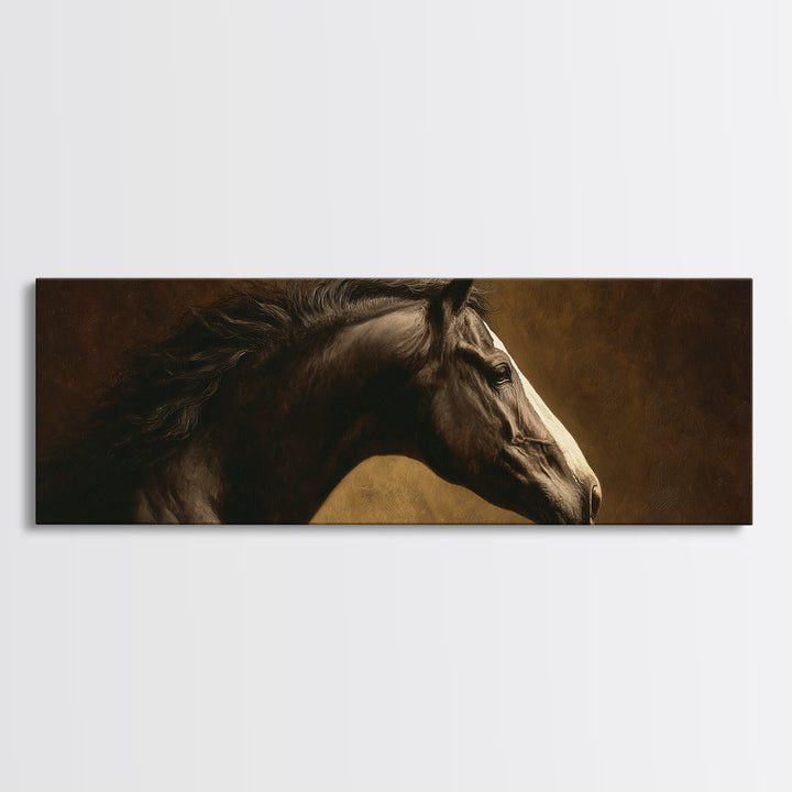 Realistic Horse Portrait Canvas Print, Traditional Art, Decor, Living Room Decor, Fine Art, Classic, Japanese Art, Custom Art, TRA-3x1-91