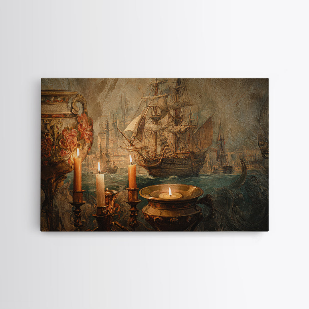 Ship at Sea Canvas Print, Traditional Art, Canvas Print, Living Room Decor, Fine Art, Classic, Neutral Decor, Modern Decor, TRA-3x2-42