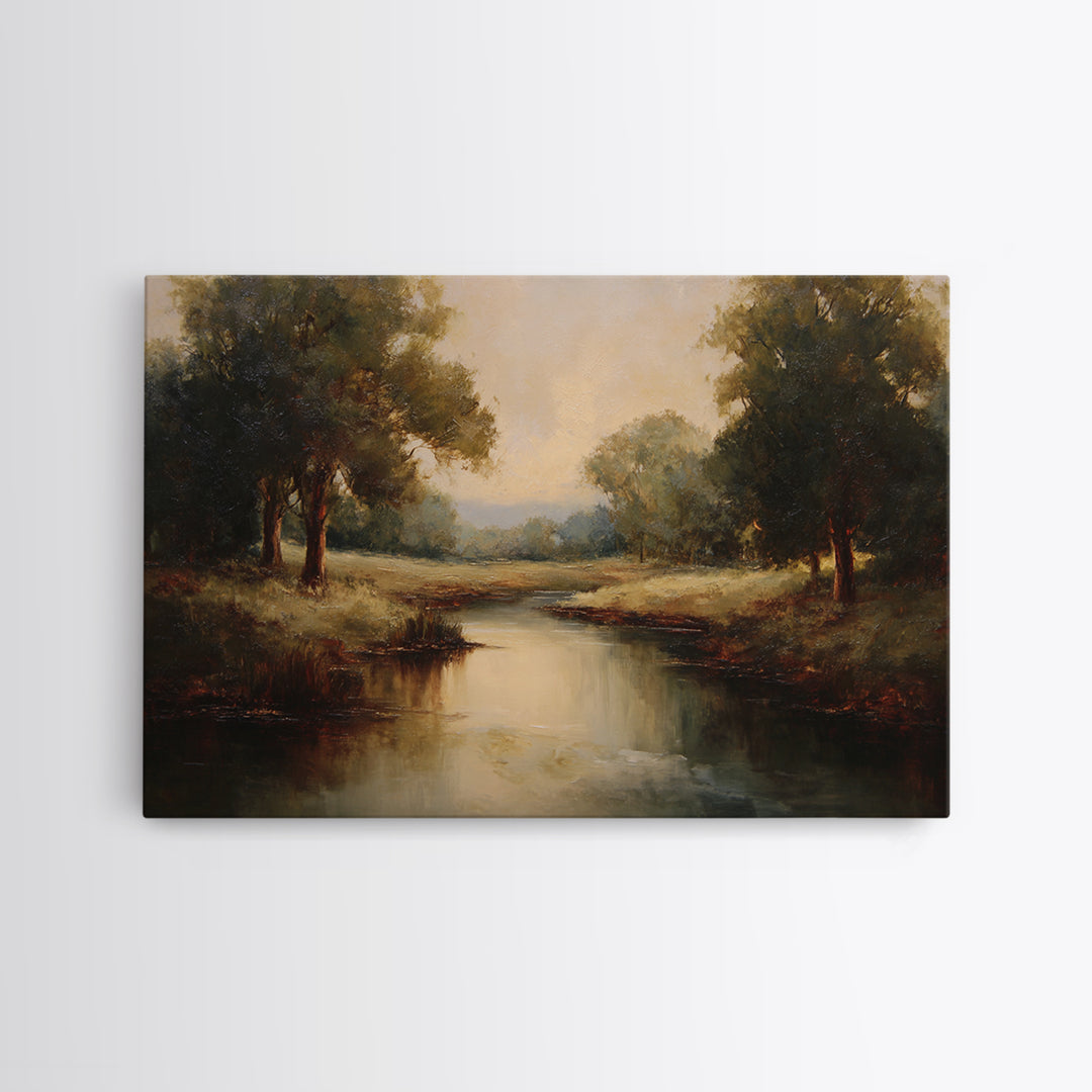 Classic Oil Painted Landscape Framed Canvas Print, Traditional Art, Indian Art, Living Room Decor, Oil Painting, Classic, TRA-3x2-5