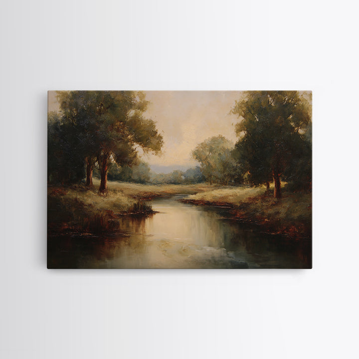 Classic Oil Painted Landscape Framed Canvas Print, Traditional Art, Indian Art, Living Room Decor, Oil Painting, Classic, TRA-3x2-5