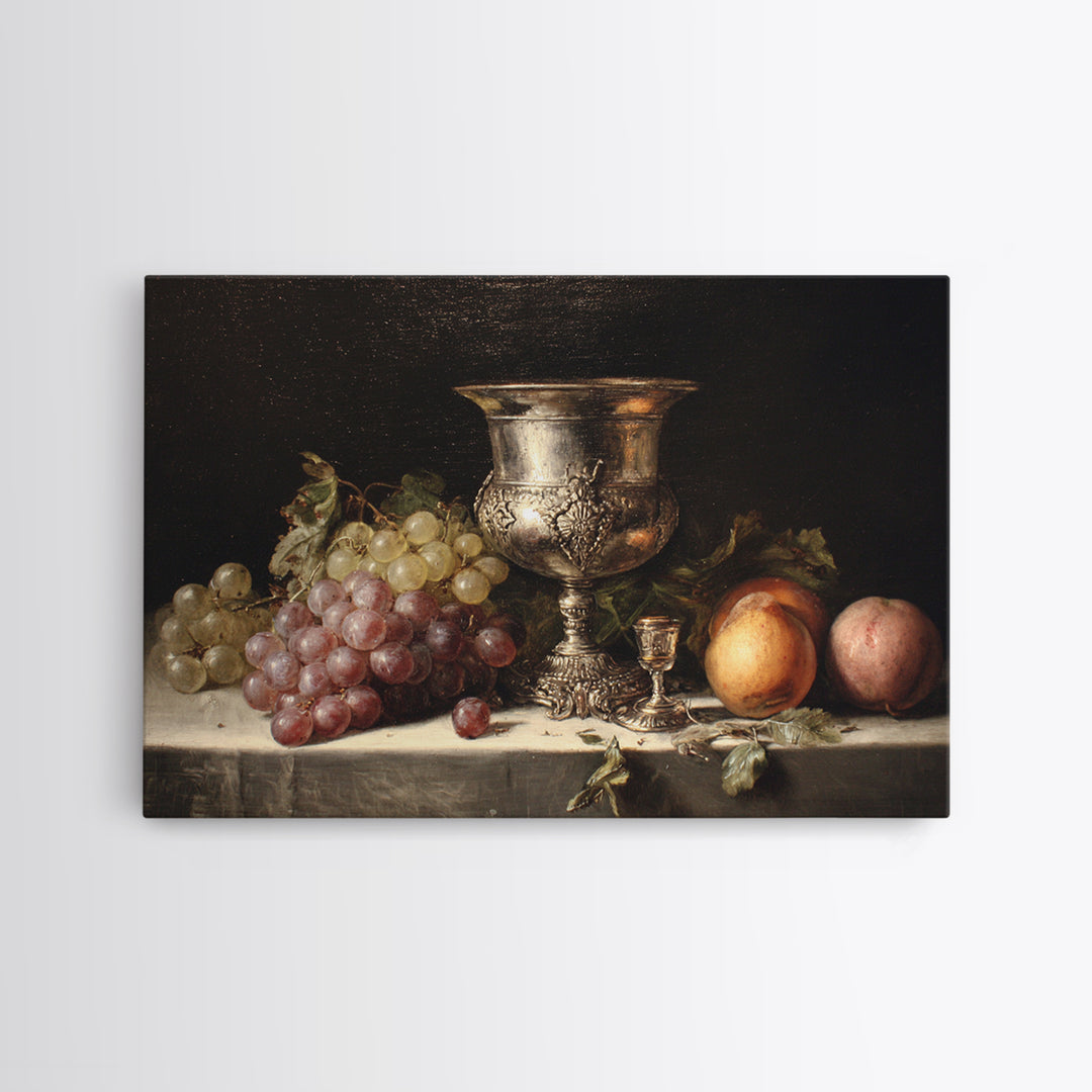 Dutch Fruit and Silver Goblet Still Life Canvas Print, Traditional Art, Room Decor, Living Room Decor, Fine Art, Classic, TRA-3x2-56
