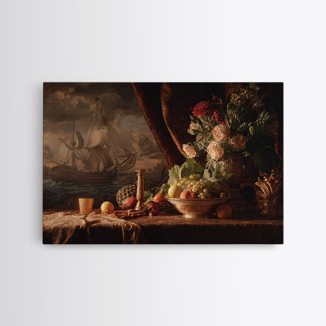 Ship at Sea Canvas Print, Traditional Art, Canvas Print, Living Room Decor, Fine Art, Classic, Neutral Decor, Modern Decor, TRA-3x2-66