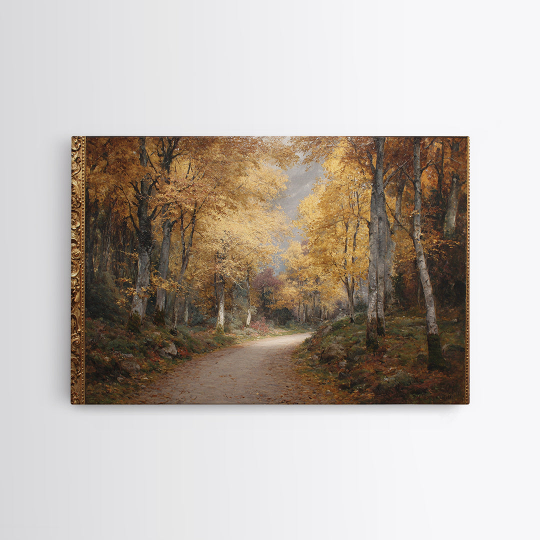 Autumn Forest Road Canvas Print, Traditional Art, Minimalist Decor, Living Room Decor, Oil Painting, Classic, Boho, TRA-3x2-68