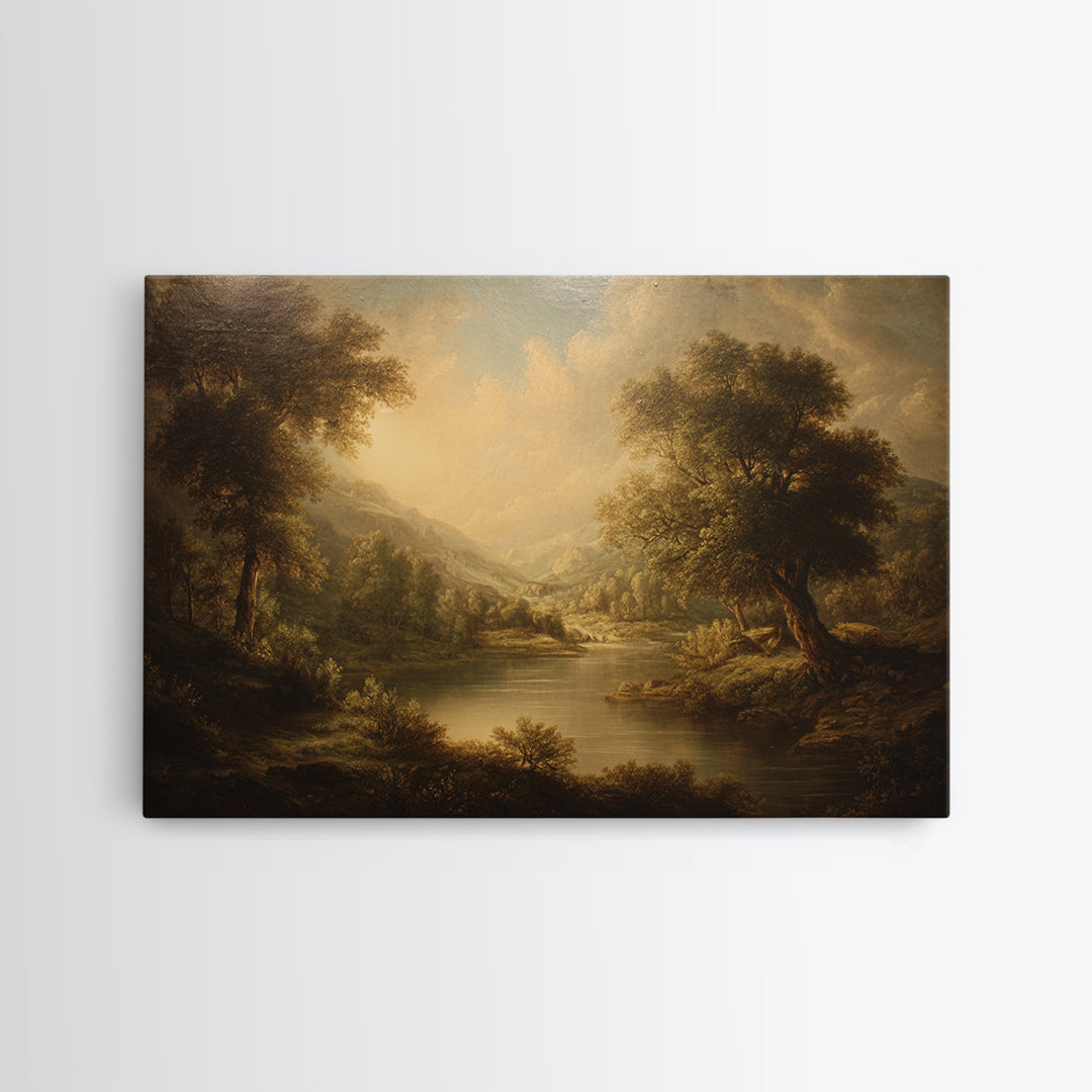 Classic Oil Painted Landscape Framed Canvas Print, Traditional Art, Room Decor, Living Room Decor, Fine Art, Classic, TRA-3x2-77