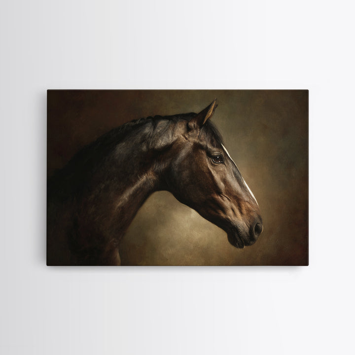 Realistic Horse Portrait Framed Canvas Print, Traditional Art, Luxury Decor, Living Room Decor, Fine Art, Classic, Art Print, TRA-3x2-79