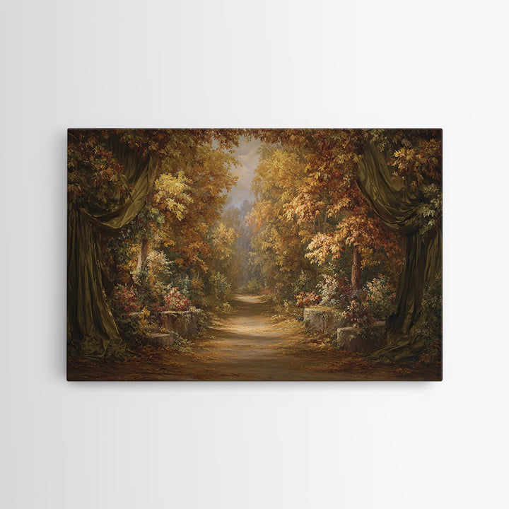 Autumn Forest Road Framed Canvas Print, Traditional Art, Wall Decor, Living Room Decor, Fine Art, Classic, Art Commissions, TRA-3x2-92