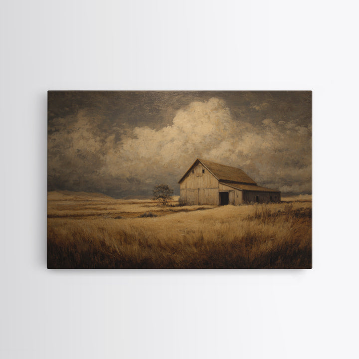 Barn and Farmland Framed Canvas Print, Traditional Art, Boho, Living Room Decor, Classic, Indian Wall Art, Japanese Decor, TRA-3x2-99