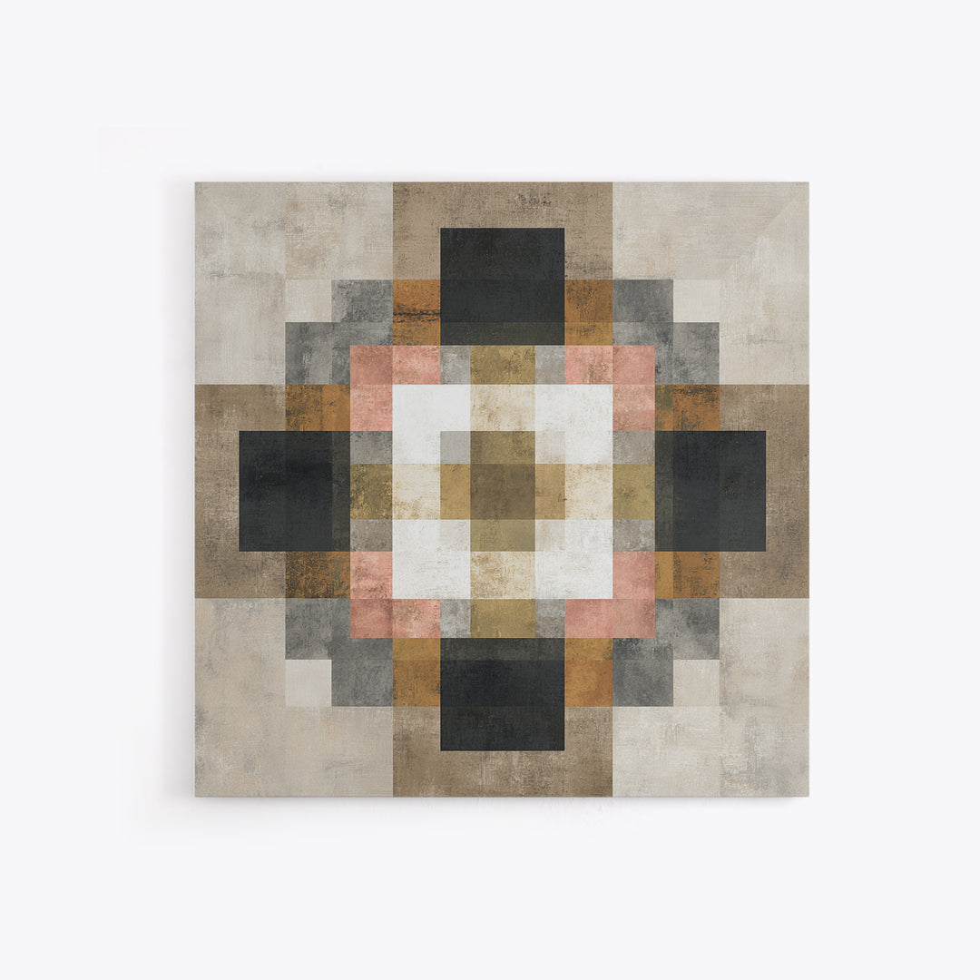 Earth Tone Geometric Pattern by Woven Cloth Framed Canvas Print, Tribal Art, Tribal Design, Living Room Decor, Fine Art, Tribal, TRI-1x1-2