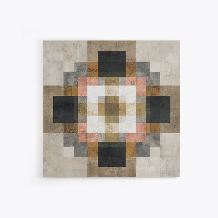 Earth Tone Geometric Pattern by Woven Cloth Framed Canvas Print, Tribal Art, Tribal Design, Living Room Decor, Fine Art, Tribal, TRI-1x1-2