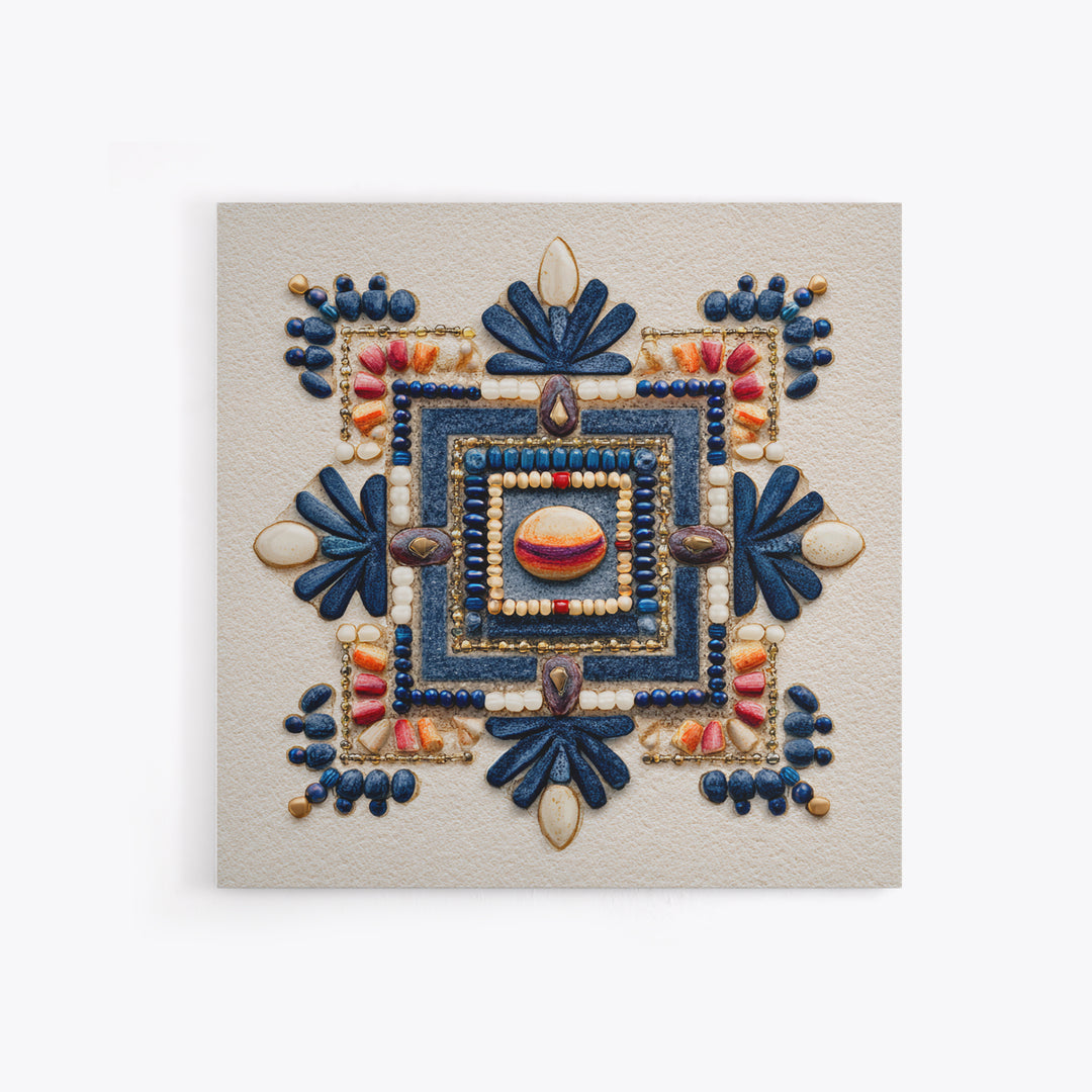Beaded Jewelry Still Life Framed Canvas Print, Tribal Art, Fine Art Print, Living Room Decor, Watercolor Art, Tribal, TRI-1x1-58